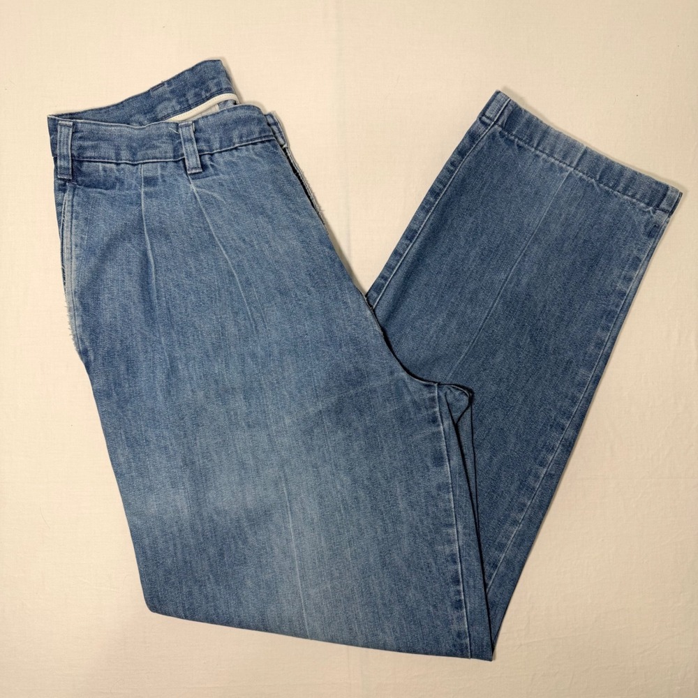 Geoffrey‎ Beene Jeans Mens 32x30 Vintage Pleated Front Light Wash Denim Tapered